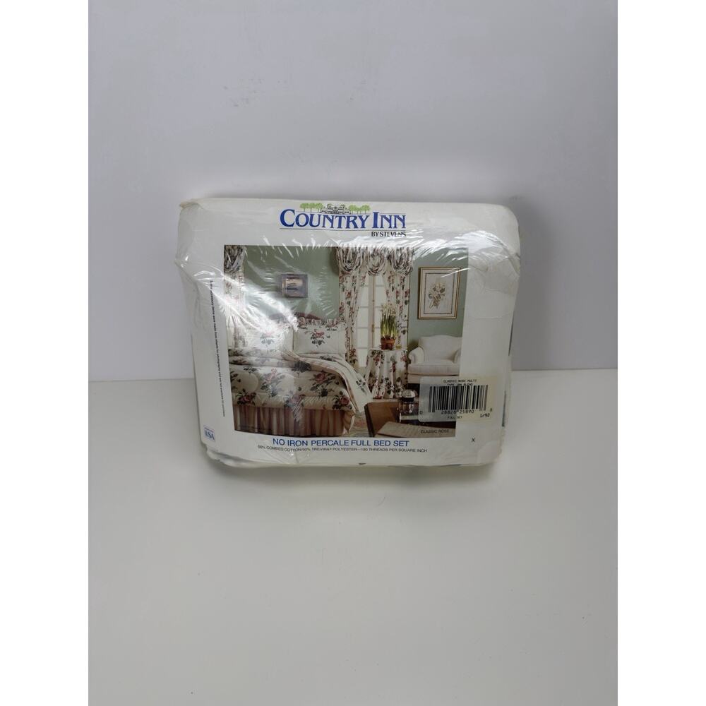 Vtg Country Inn By Stevens Full Sheet Set Candy Stripe Rose Percale New Sealed